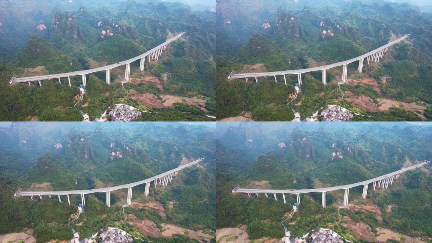 广西合那高速古龙山大桥喀斯特自然风光航拍