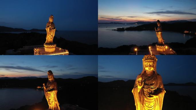 普陀山 南海观音 普陀山夜景 普陀山航拍