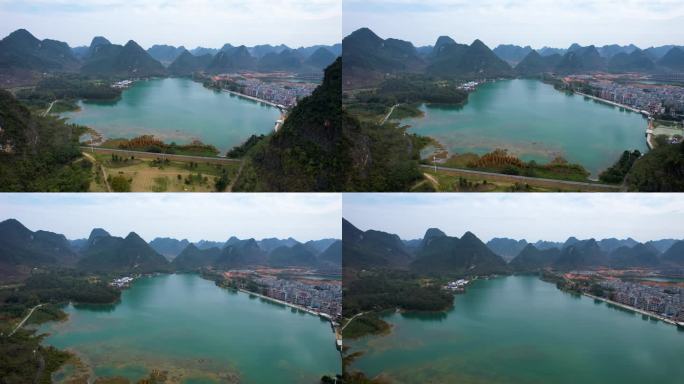 广西靖西大龙潭喀斯特地貌自然风光航拍