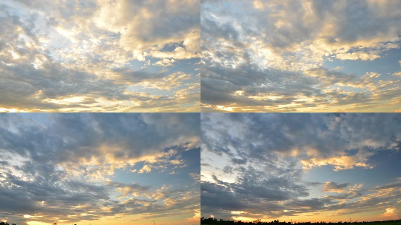 日落时间流逝天空云云延时摄影