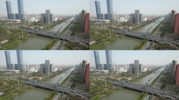 原创 无锡京杭大运河金匮大桥航拍城市风光