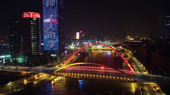 0067高清4k航拍天津海河大沽桥夜景