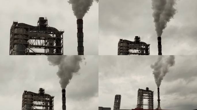 烟囱烟雾缭绕工厂生产高台塔台烟囱烟雾弥漫