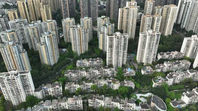 成都卓锦城高层住宅区航拍城市房地产开发