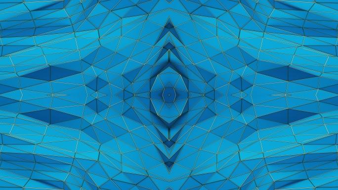 【4K时尚背景】蓝色闪动几何金框3D暖场