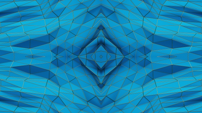 【4K时尚背景】蓝色闪动几何金框3D暖场