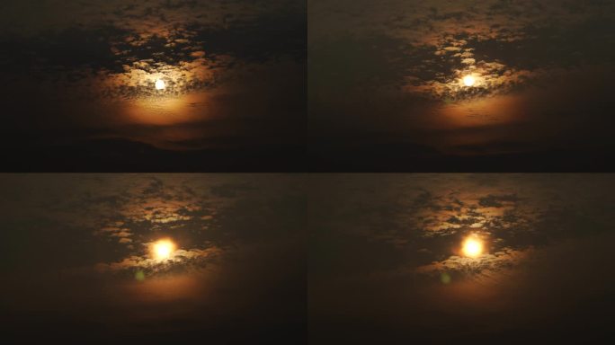 云层月亮延时夜晚天空云朵流动中秋十五月亮