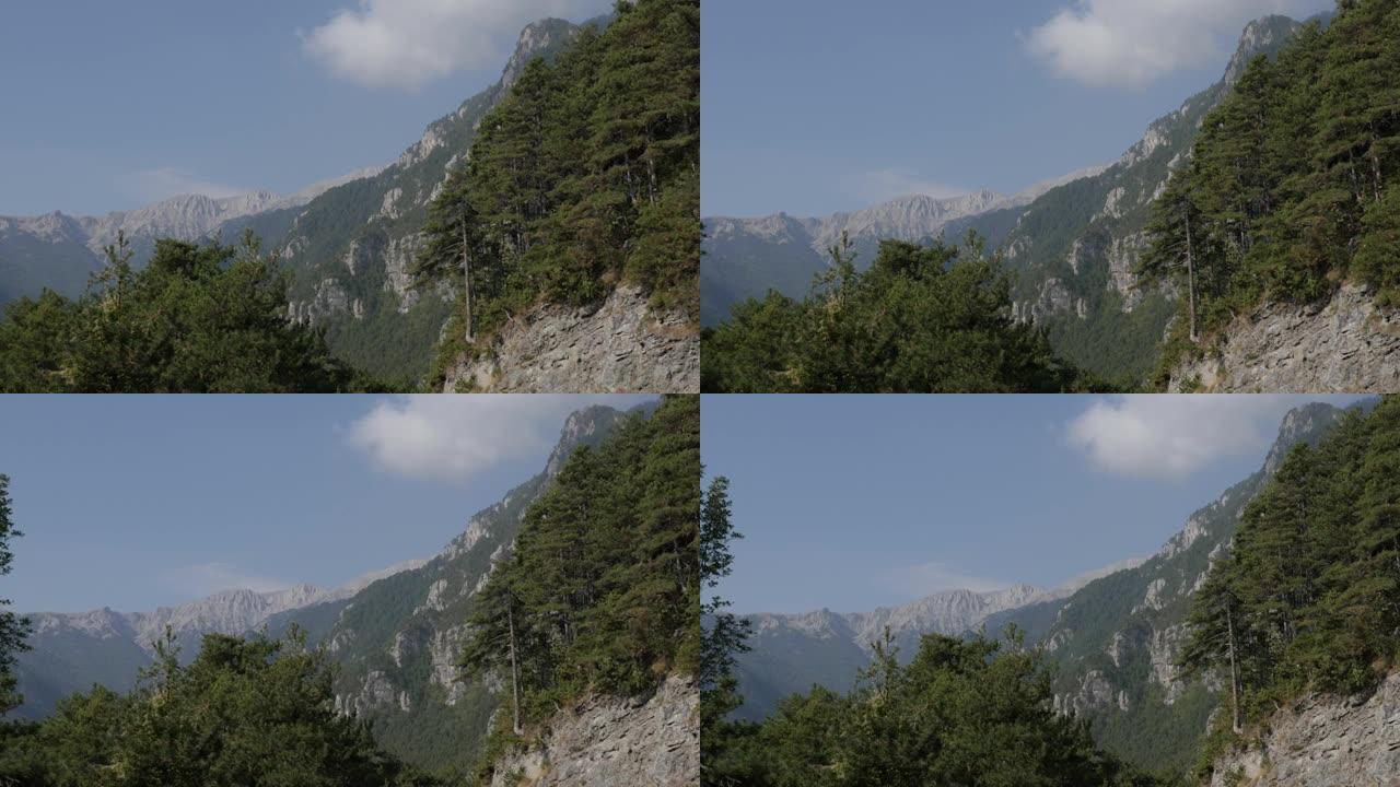 奥林匹斯山之巅，著名的宙斯王座和高峰Mytikas 4k平移视频