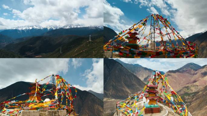西藏高原经幡信仰航拍
