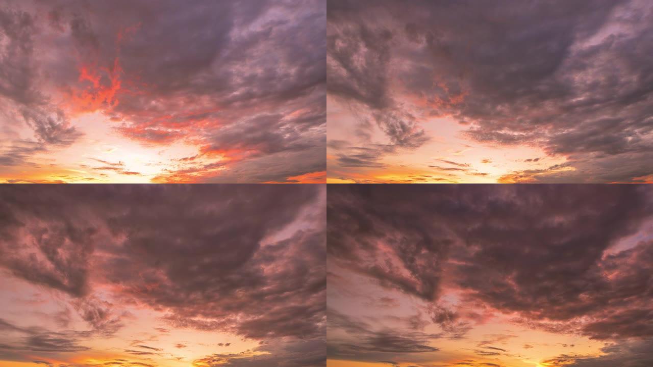 日落时间流逝延时摄影云层颜色渐变火烧云