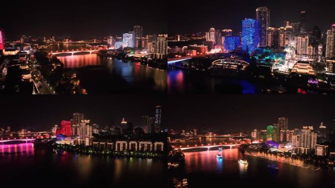 4K航拍柳州市柳江夜景