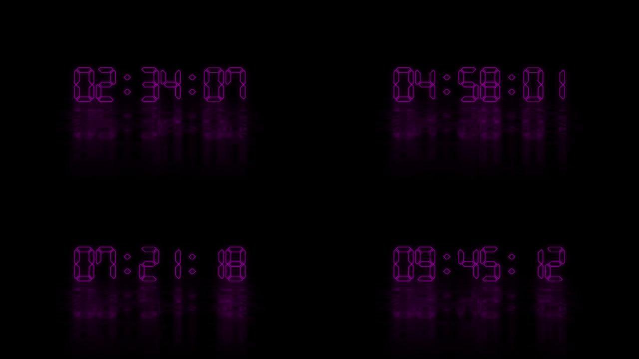 数字时钟计数12 h-4k数字计数12小时数字时钟动画-您可以在每个小时的开始停止-时间计数器符号和