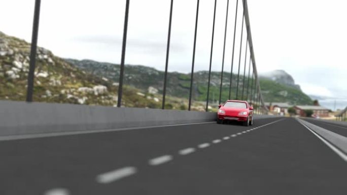 在桥上行驶的汽车的3d可视化
