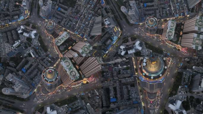 曲靖麒麟区218广场夜景航拍4k