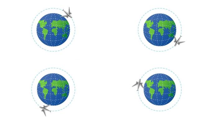 围绕地球行星的飞机的邮政服务动画