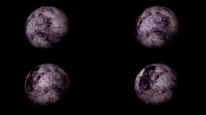 虚构的现实的谷神星行星孤立在黑色。3d渲染虚构星球。