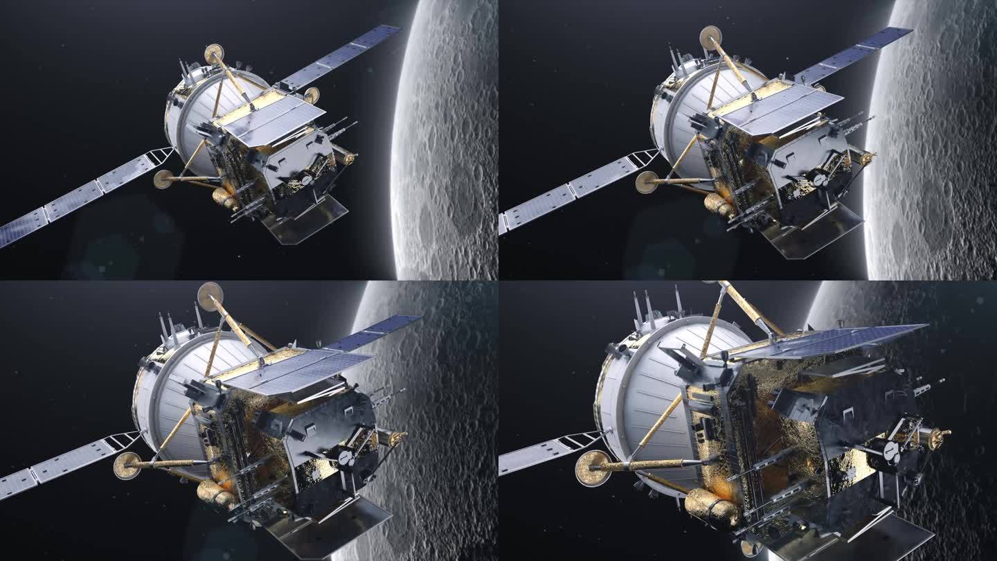 宇宙太空卫星月球分离漫游太空