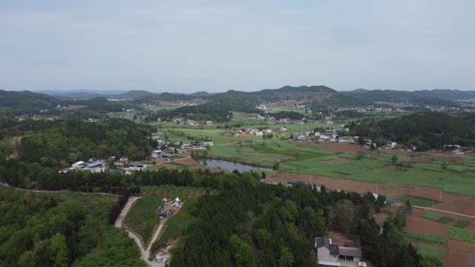 四川德阳中江县天鹅山生态园航拍