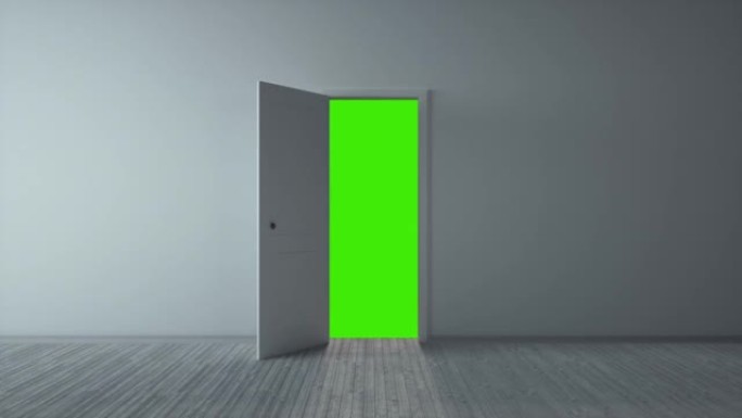 经典设计门打开绿色屏幕，色度键