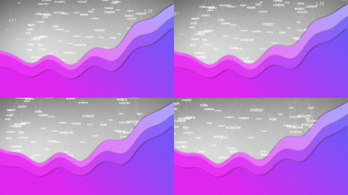 灰色背景上带有抽象紫色图形的连接网络动画