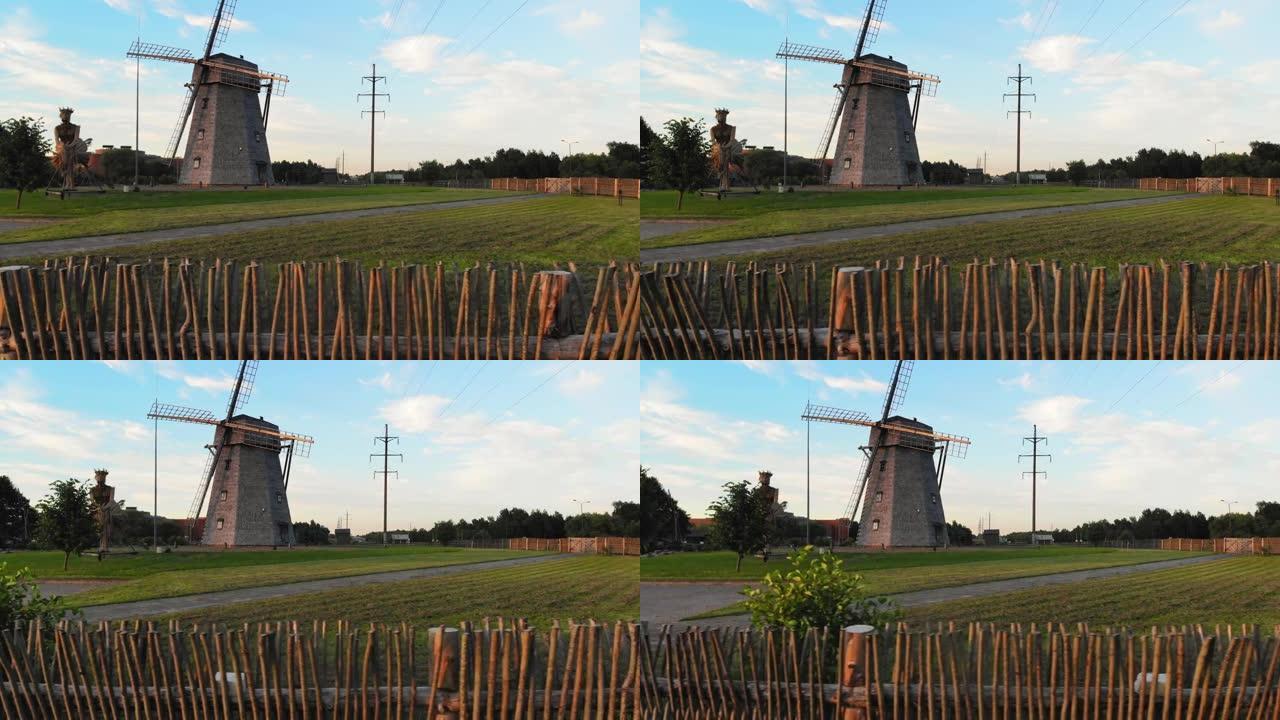 立陶宛西奥里艾市的老木制十九世纪风车
