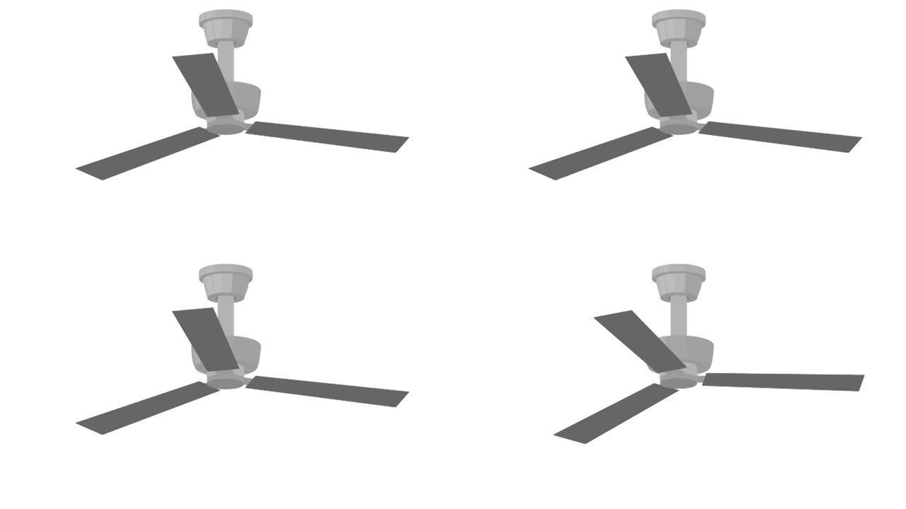吊扇。冷却系统的动画。卡通