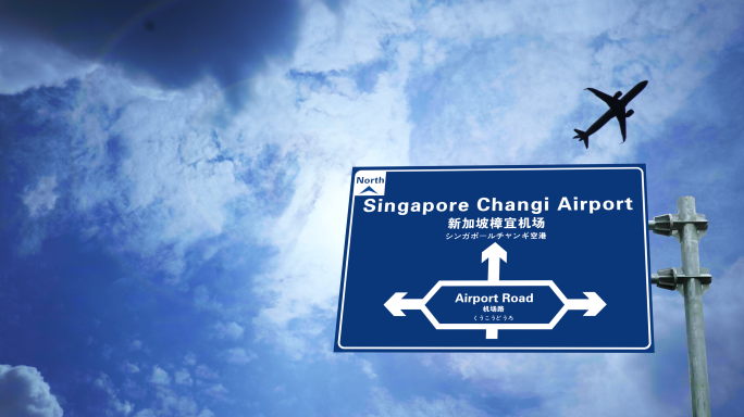 飞机到达新加坡樟宜机场