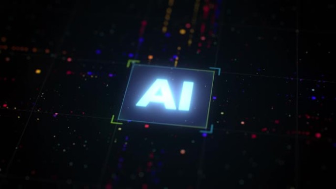 AI人工智能概念。电路板微处理器。机器学习、计算机技术。互联网和大数据流。神经网络计算核心。电子神经
