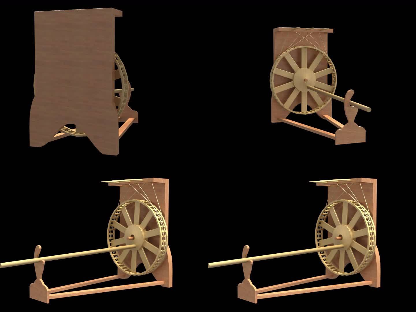 脚踏纺机的三维动画
