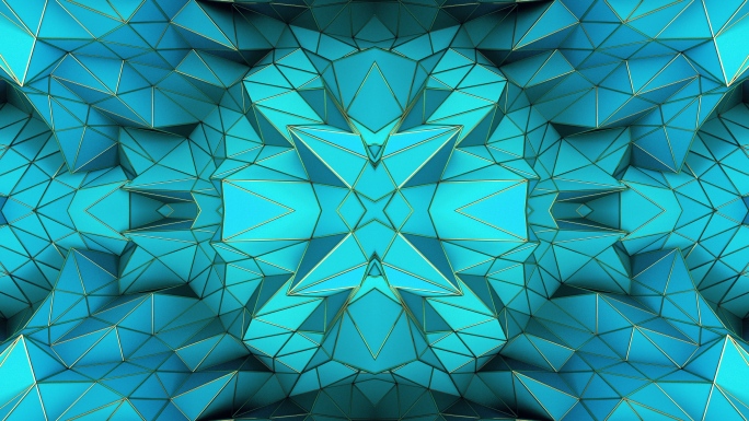【4K时尚背景】蓝色几何3D立体花形视觉