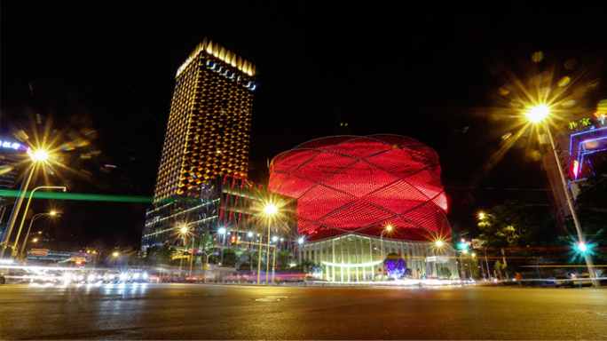 武汉楚河汉街 武汉沙湖夜景人流延时