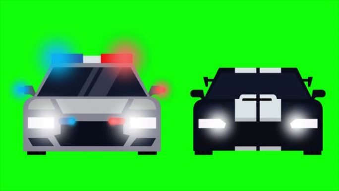绿屏背景下的跑警贼车动画。