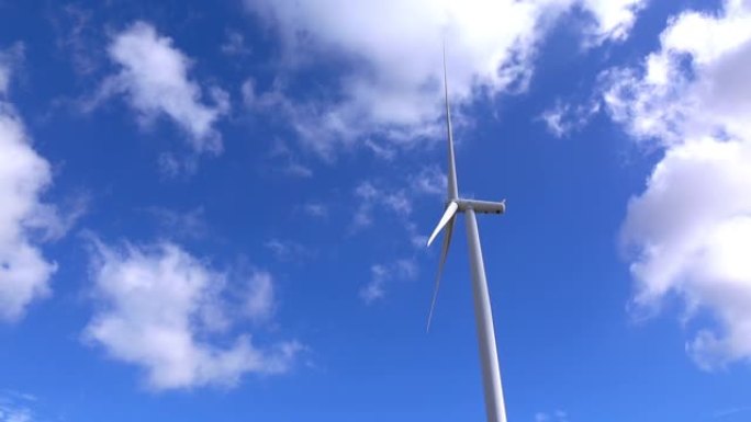 风力涡轮机的能量与云天的可持续性。