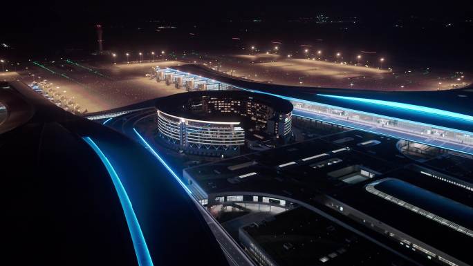4k成都天府国际机场夜景航拍