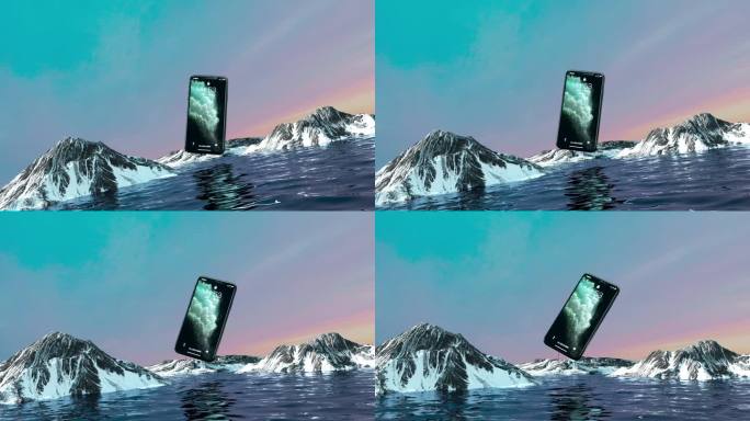 3D雪山海洋水面手机片头场景
