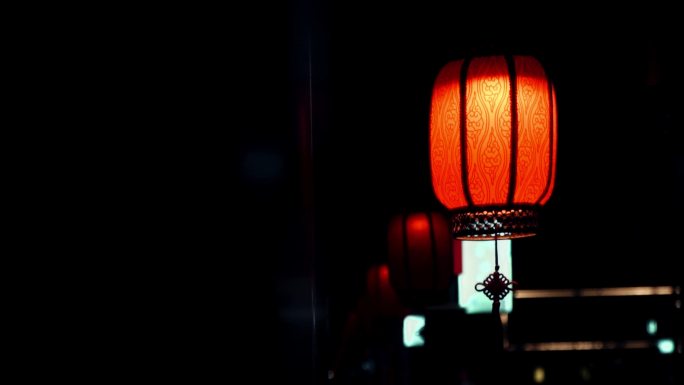 中国风灯笼夜晚中国结暖色色调