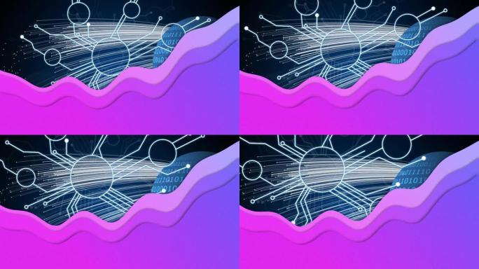 海军背景上紫色抽象人物连接网络动画