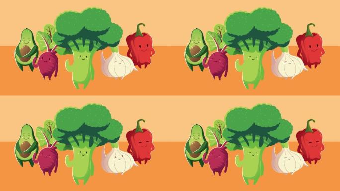 一组蔬菜人物动画