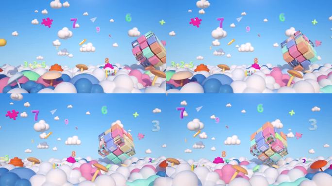 天空魔方C4D梦幻卡通场景