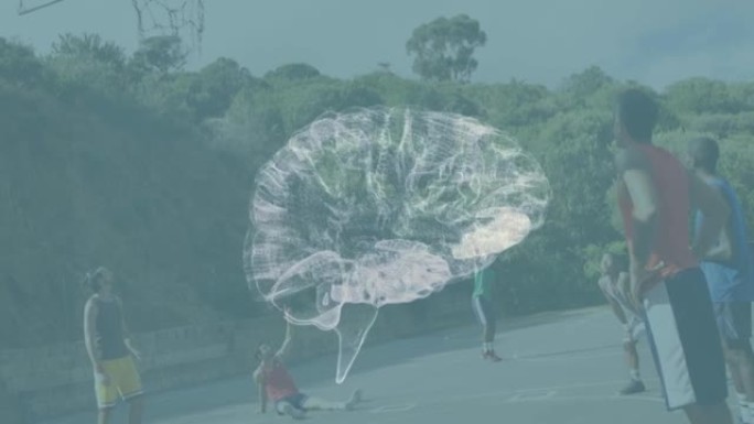 人脑在篮球比赛中旋转的动画