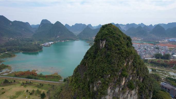 广西靖西大龙潭喀斯特地貌自然风光航拍