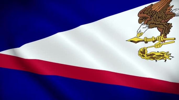 4k美属萨摩亚国家动画标志，动画巴林国旗，挥舞美属萨摩亚国旗，美属萨摩亚动画国旗。