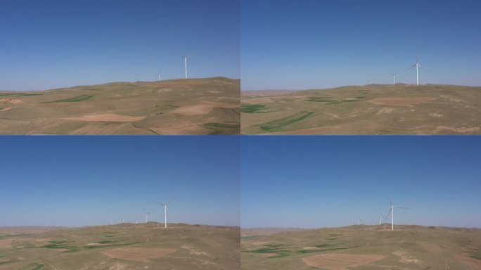 一排风车荒漠发电