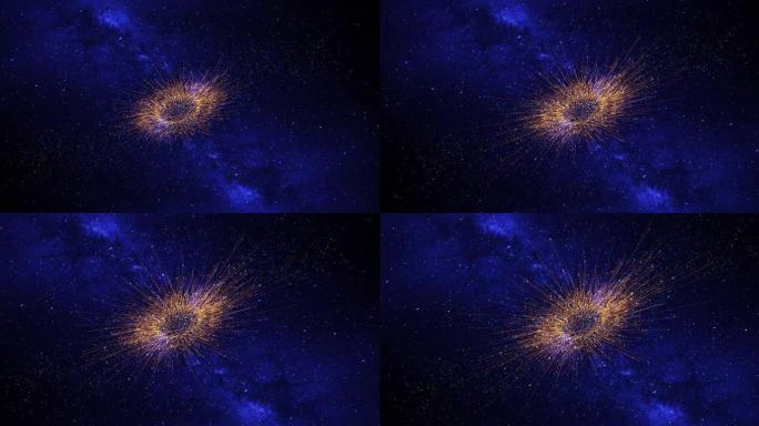 飞入太空星系。星星缓慢移动。磁性太空风暴。