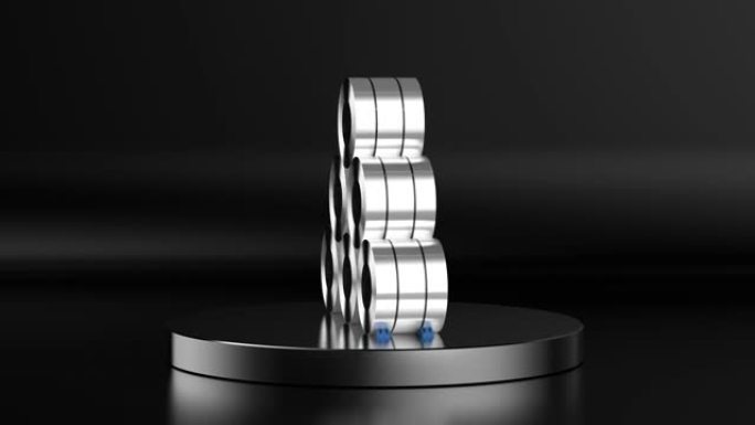 黑色背景上的钢板卷