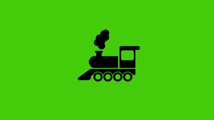 绿色背景上的黑色机车图标动画