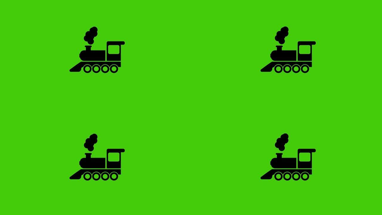 绿色背景上的黑色机车图标动画