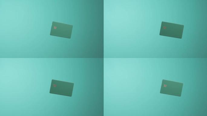 关闭悬浮模板模型银行信用卡与在线服务隔离在绿色背景
