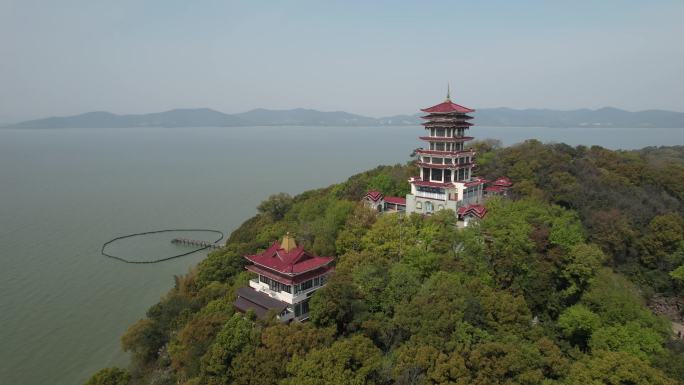 原创 江苏无锡鼋头渚太湖仙岛自然风光航拍