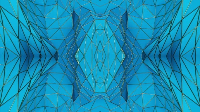 【4K时尚背景】蓝色几何图形3D暖场空间